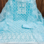 Floral Embroidered Organza Unstitched Dress Material